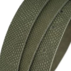 Olive Green Suede Snake Print Belt Strap Without Buckle -Belt Shop olive green suede snake print belt strap without buckle 6