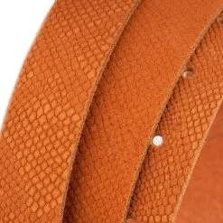 Orange Snakeskin Suede Embossed Belt With Gold Buckle -Belt Shop orange snakeskin suede embossed belt with gold buckle 5