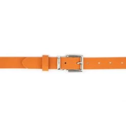 Orange Suede Belt With Silver Buckle