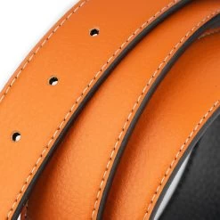Orange Vegan Belt Strap For Buckles Reversible 38 Mm -Belt Shop orange vegan belt strap for buckles reversible 38 mm 4