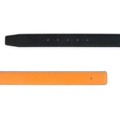 Orange Vegan Leather Belt Strap Reversible 35 Mm