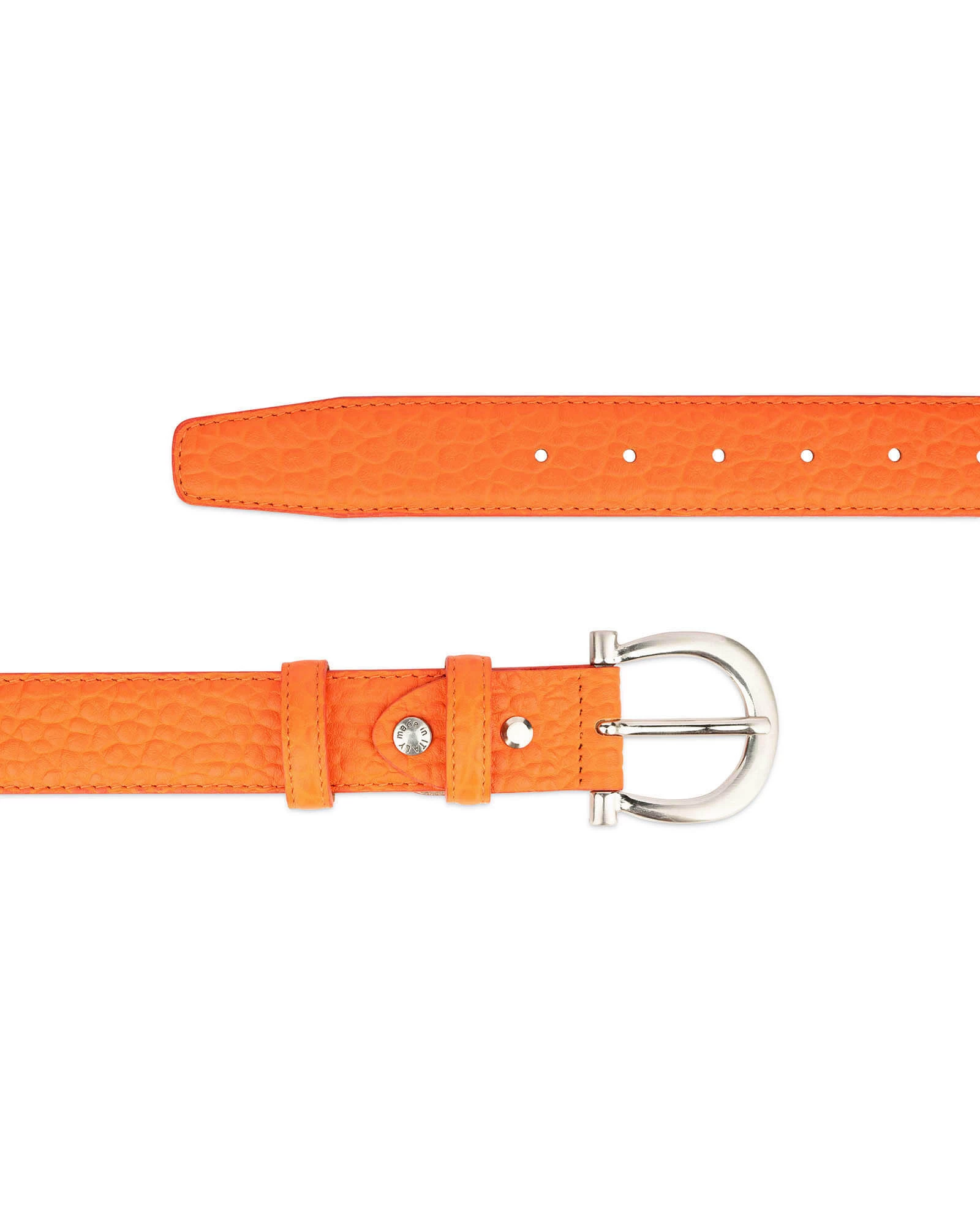 Orange Womens Belt | Real Leather With Silver Buckle 3 Orange Womens Belt | Real Leather With Silver Buckle