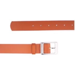 Orange Womens Wide Leather Belt For Jeans 4.0 Cm
