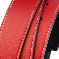 Red Black Vegan Leather Reversible Belt Strap 3.8 Cm -Belt Shop red black vegan leather reversible belt strap 3.8 cm 3