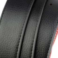 Red Black Vegan Leather Reversible Belt Strap 3.8 Cm -Belt Shop red black vegan leather reversible belt strap 3.8 cm 4