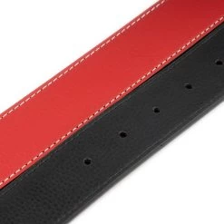 Red Black Vegan Leather Reversible Belt Strap 3.8 Cm