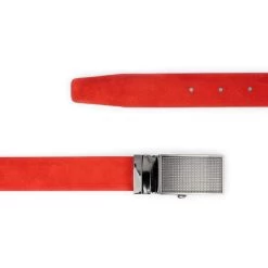 Red Suede Ratchet Belt For Women
