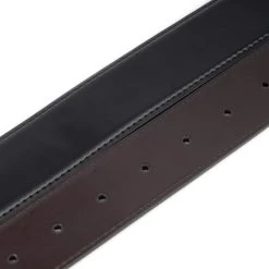 Reversible Black Brown Vegan Leather Belt Strap 4.0 Cm