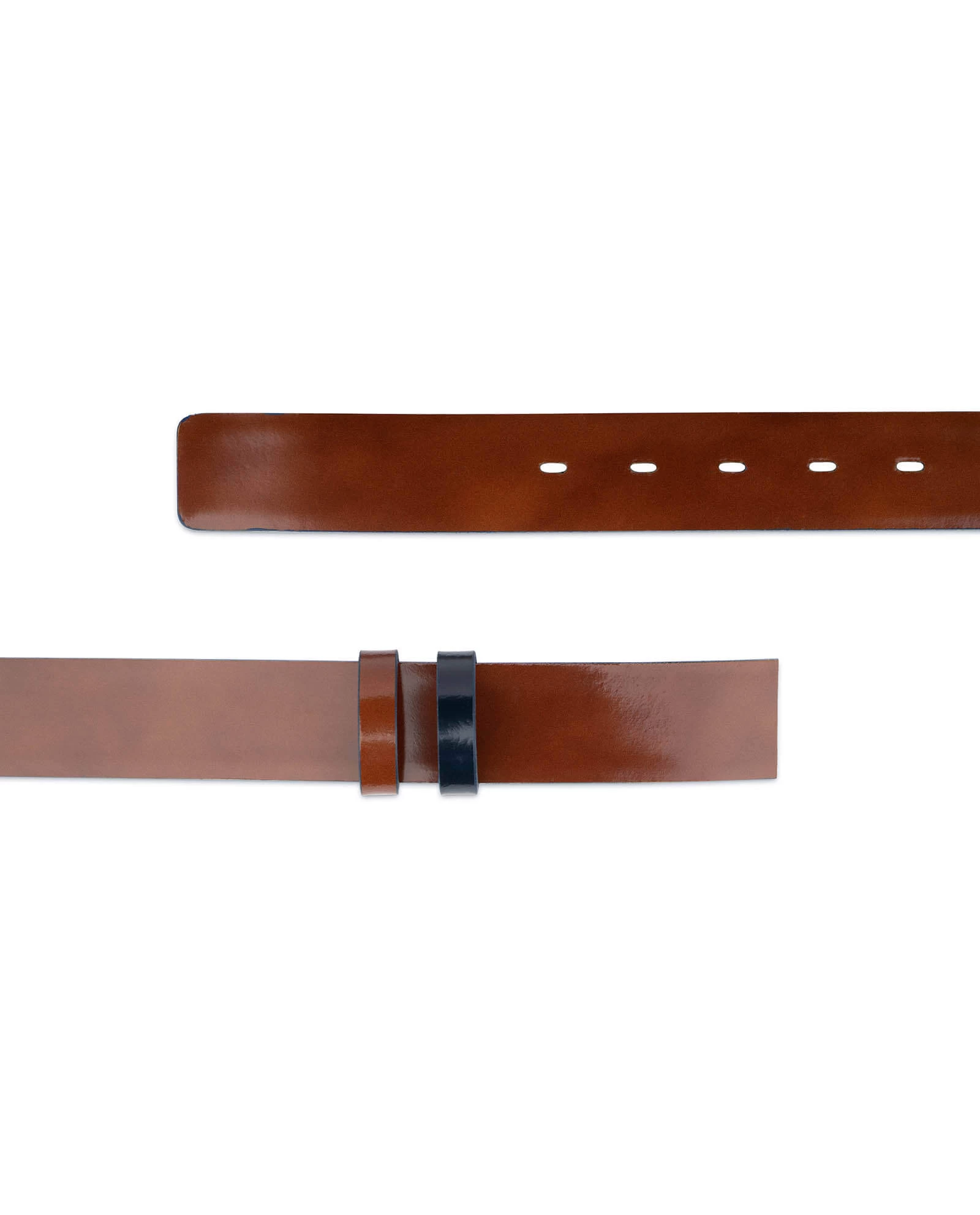 Reversible Blue Brown Patent Leather Belt Strap 7 Reversible Blue Brown Patent Leather Belt Strap - Image 5
