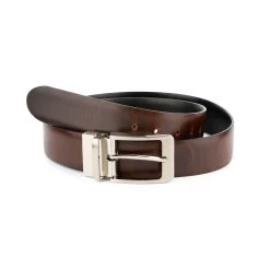 Reversible Mens Belt With Silver Buckle | Black Brown 3.5 Cm -Belt Shop reversible mens belt with silver buckle black brown 3.5 cm 28 40 45usd 5