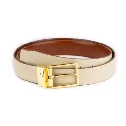 Reversible Mens Brown Belt With Gold Buckle