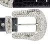 Silver Rhinestone Buckle Western Belts – Black Croco Leather -Belt Shop silver rhinestone buckle western belts black croco leather copy