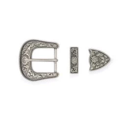 Silver Western Belt Buckle Mens 3 Piece Set 40 Mm -Belt Shop silver western belt buckle mens 3 piece set 40 mm 3