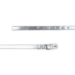 Skinny Womens Silver Belt For Dresses 1.5 Cm – Real Leather