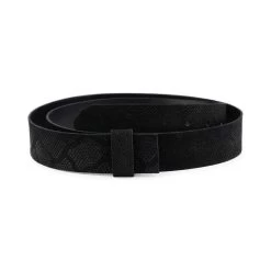 Snake Embossed Leather Belt Strap – Black Suede 4.0 Cm