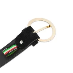 Suede Black Belt With Golden Round Buckle -Belt Shop suede black belt with golden round buckle 75usd 4