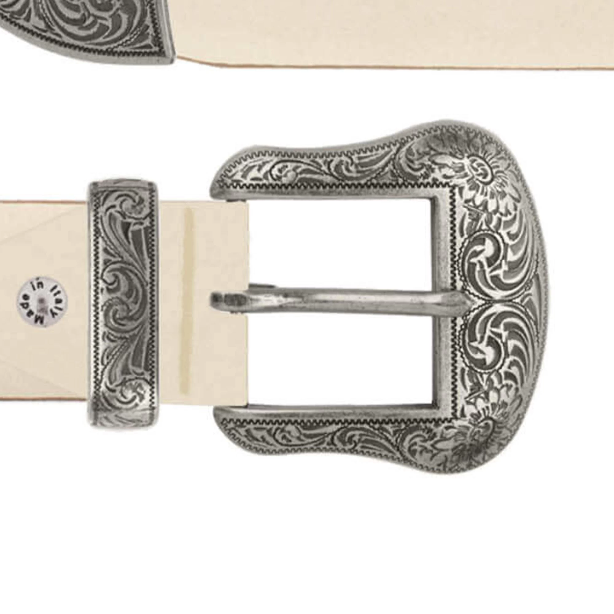 Taupe Gray Leather Western Belt With Silver Buckle 3 Taupe Gray Leather Western Belt With Silver Buckle
