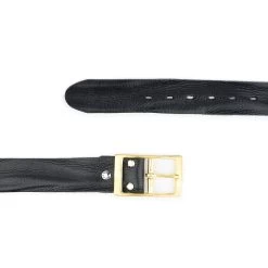 Thick Black Jeans Belt With Brass Buckle -Belt Shop thick black jeans belt with brass buckle 3