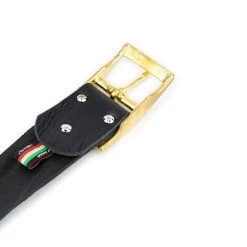 Thick Black Jeans Belt With Brass Buckle -Belt Shop thick black jeans belt with brass buckle 4