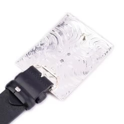 Thick Black Leather Belt With Large Western Horse Buckle -Belt Shop thick black leather belt with large western horse buckle 7