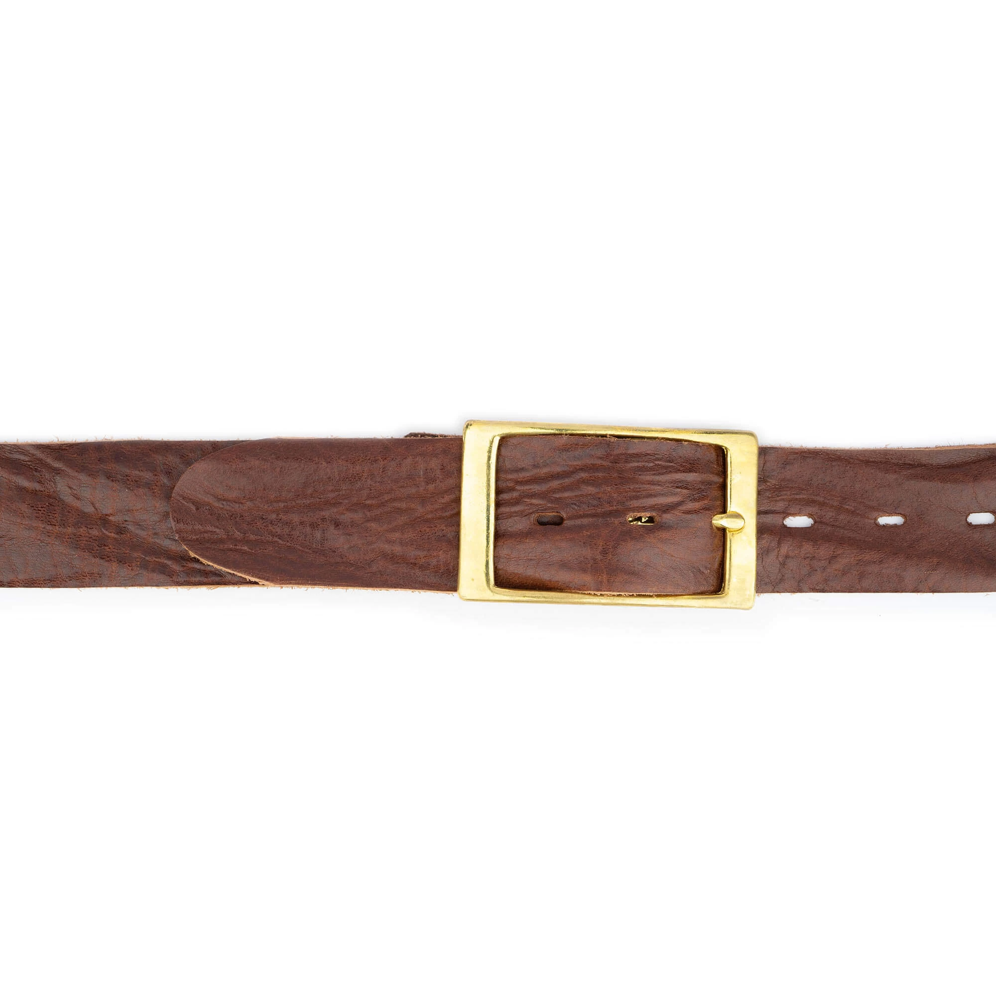 Thick Brown Jeans Belt With Brass Buckle 3 Thick Brown Jeans Belt With Brass Buckle