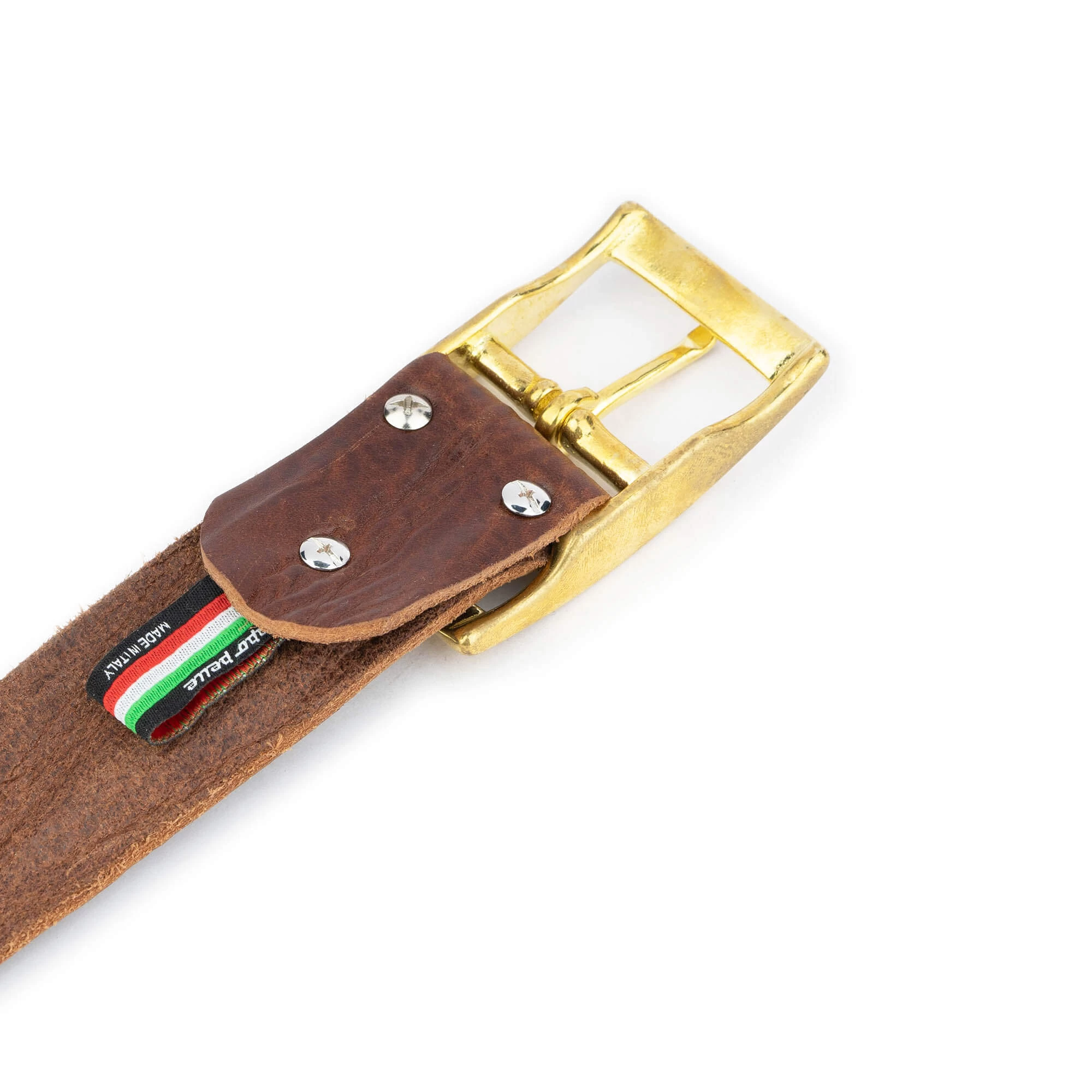 Thick Brown Jeans Belt With Brass Buckle 5 Thick Brown Jeans Belt With Brass Buckle - Image 3