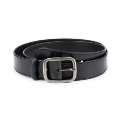 Thick Womens Belt For Jeans 4.0 Cm Black Real Leather