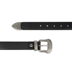 Western Belt With Silver Buckle | Black Full Grain Leather 30 Mm 8 Western Belt With Silver Buckle | Black Full Grain Leather 30 Mm -Belt Shop western belt with silver buckle black full grain leather 30 mm 28 40 55usd 3