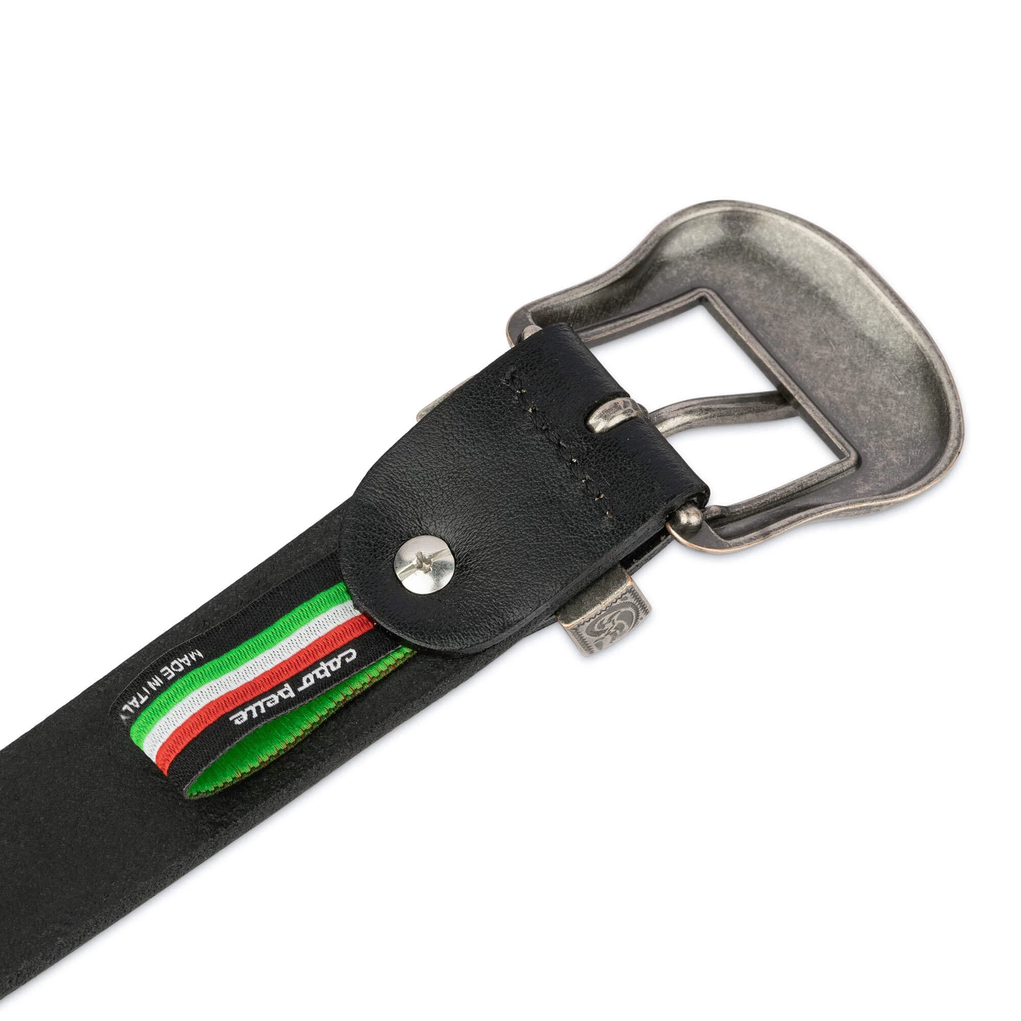 Western Belt With Silver Buckle | Black Full Grain Leather 30 Mm 5 Western Belt With Silver Buckle | Black Full Grain Leather 30 Mm - Image 3