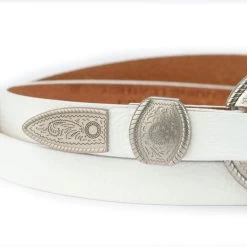 Western Belts For Women | White Leather With Silver Buckle
