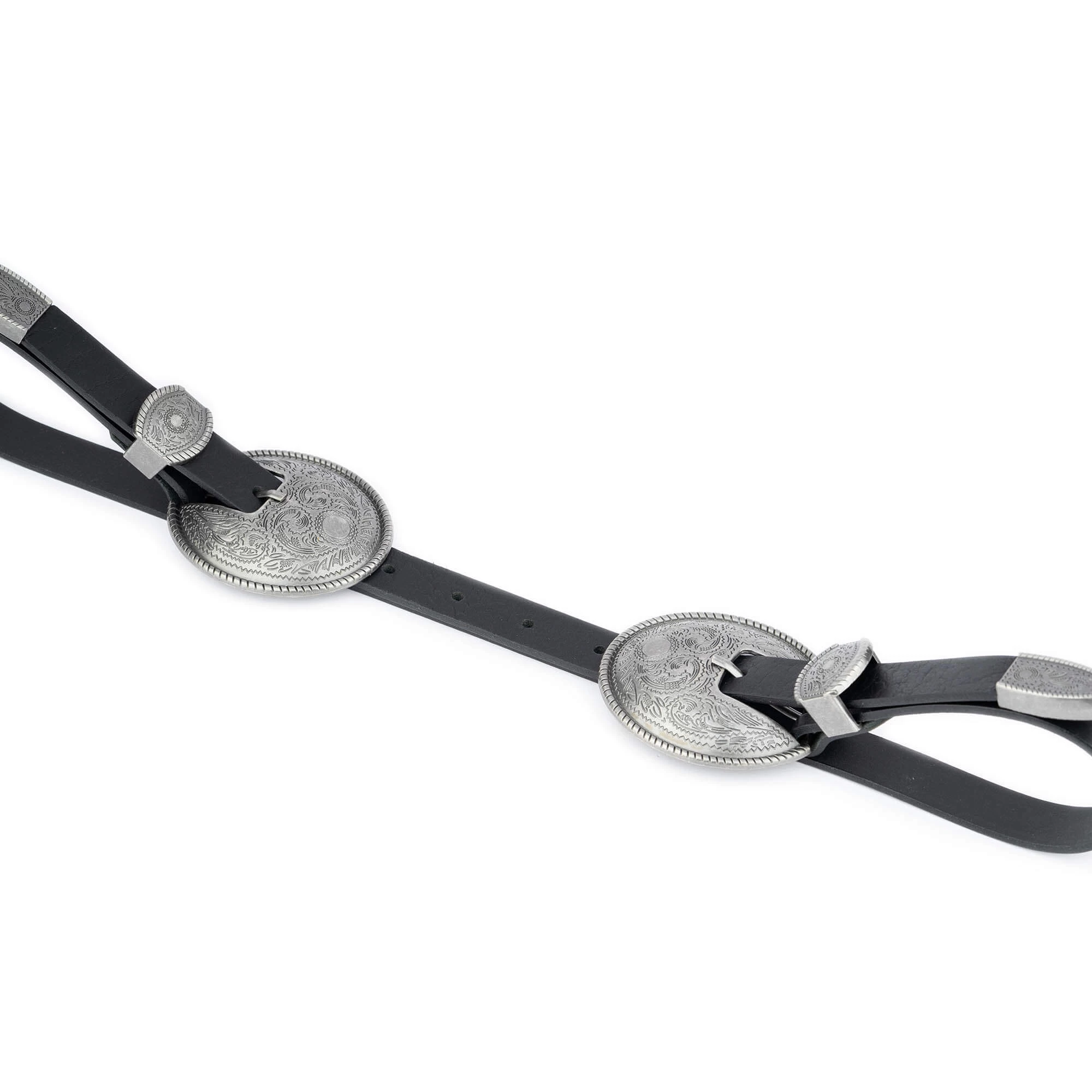 Western Double Buckle Belt Black Full Grain Leather 5 Western Double Buckle Belt Black Full Grain Leather - Image 3