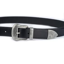 Western Double Buckle Belt | Black Full Grain Leather -Belt Shop western double buckle belt black full grain leather 7