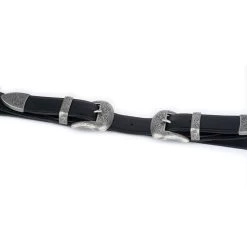 Western Double Buckle Belt | Black Full Grain Leather -Belt Shop western double buckle belt black full grain leather 9