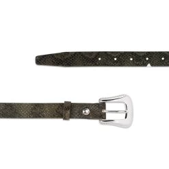 Western Green Snake Print Belt With Nickel Free Buckle -Belt Shop western green snake print belt with nickel free buckle 28 42 75usd 3