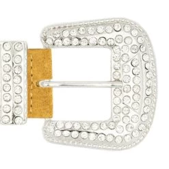 Western Mustard Suede Rhinestone Buckle Belt For Ladies