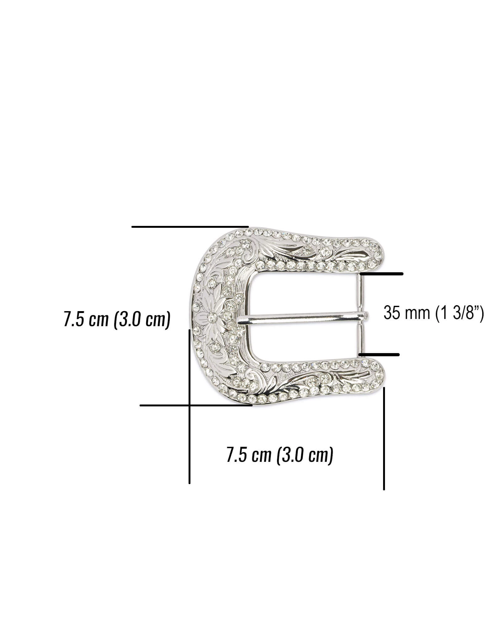 Western Rhinestone Belt Buckle | Silver 35 Mm 5 Western Rhinestone Belt Buckle | Silver 35 Mm - Image 3
