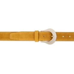 Western Suede Tan Belt With Gold Buckle