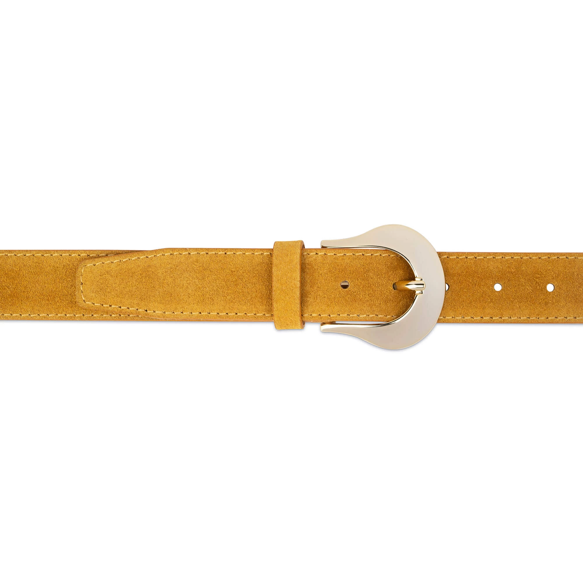 Western Suede Tan Belt With Gold Buckle 3 Western Suede Tan Belt With Gold Buckle