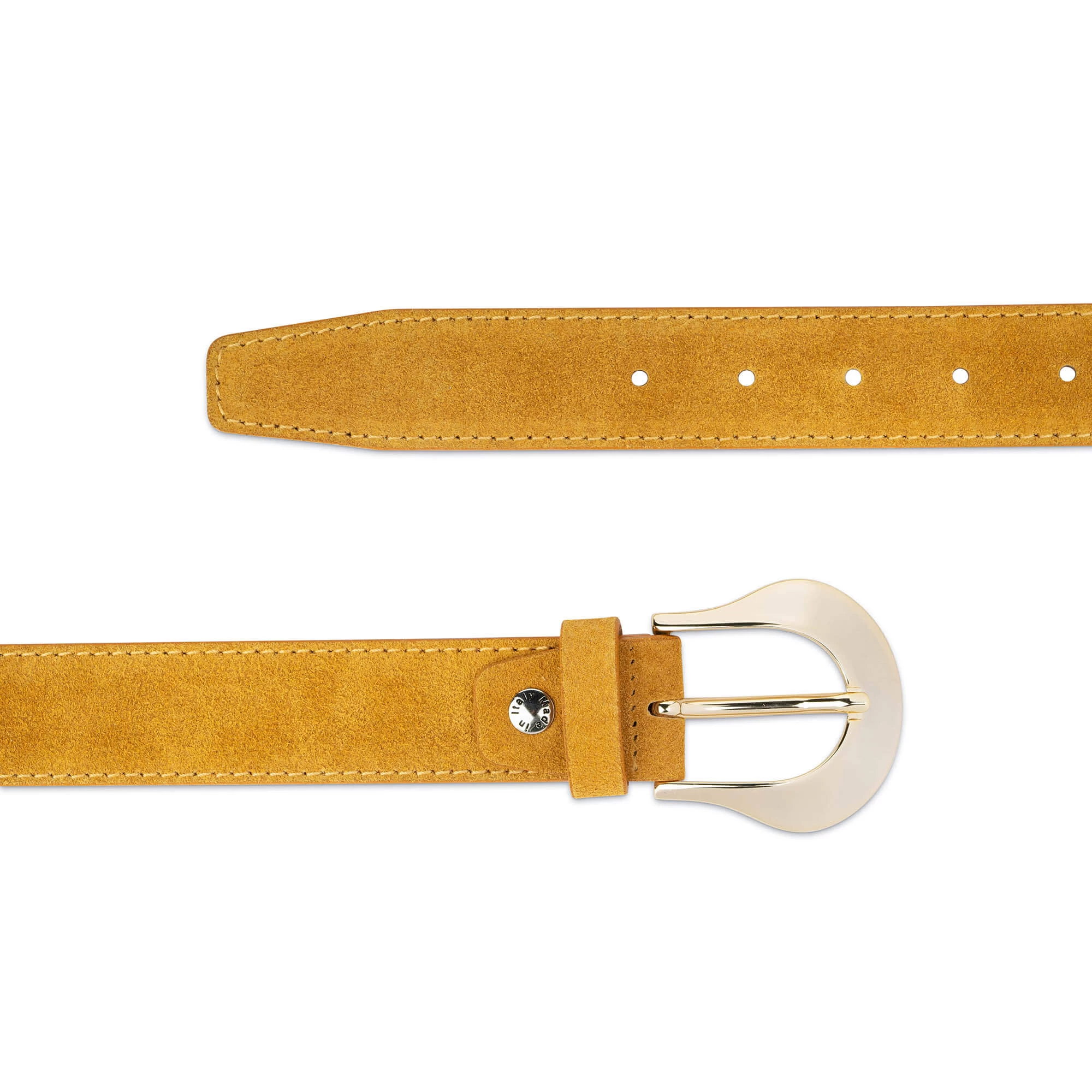 Western Suede Tan Belt With Gold Buckle 4 Western Suede Tan Belt With Gold Buckle - Image 2