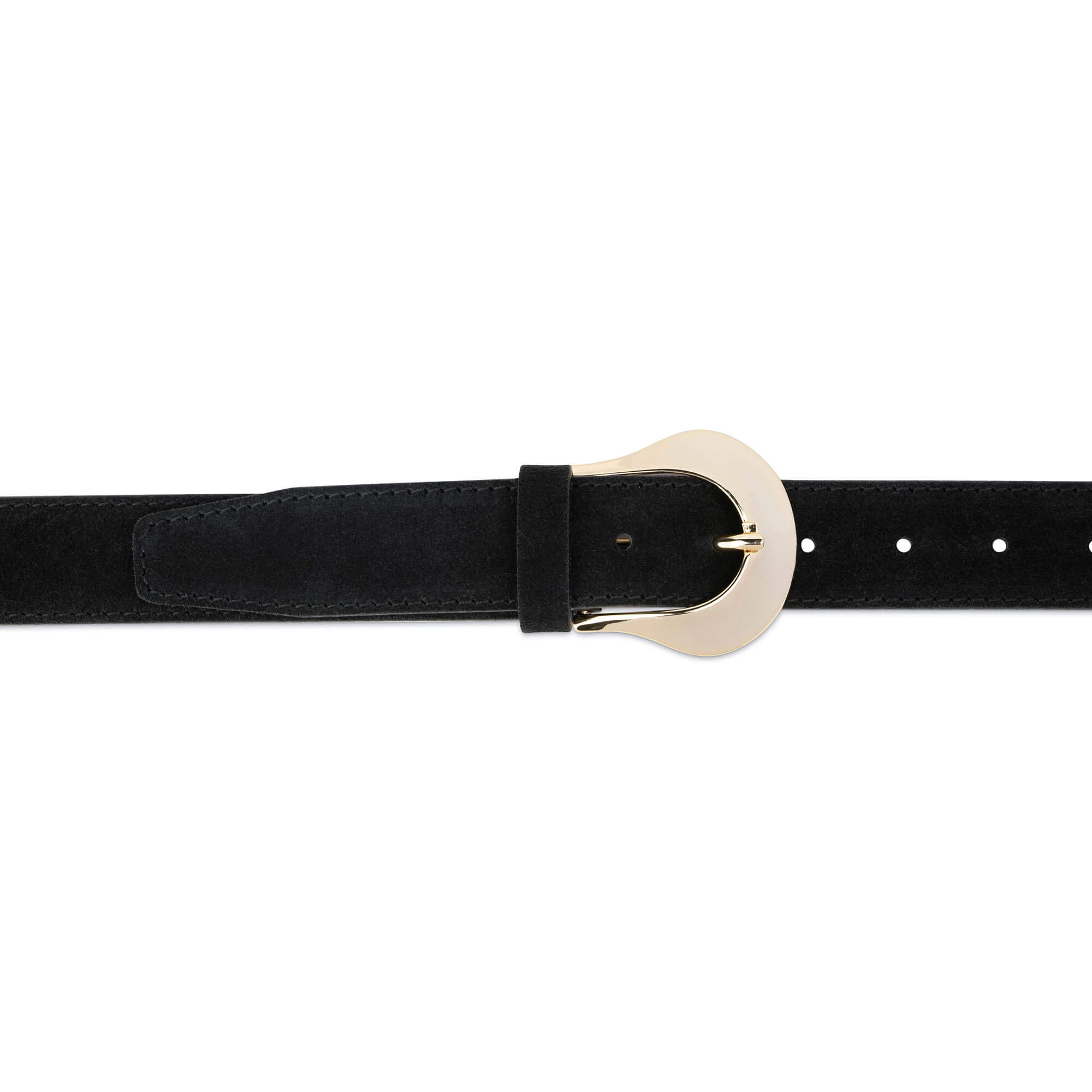 Western Women’s Black Suede Belt With Gold Buckle 3 Western Women’s Black Suede Belt With Gold Buckle