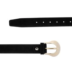 Western Women’s Black Suede Belt With Gold Buckle 7 Western Women’s Black Suede Belt With Gold Buckle -Belt Shop western womens black suede belt with gold buckle 75usd 3