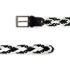 White Black Braided Mens Belt For Shorts -Belt Shop white black braided mens belt for shorts 351008 2