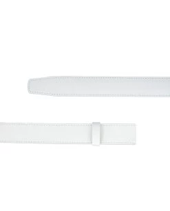 White Leather Ratchet Belt Strap 35 Mm