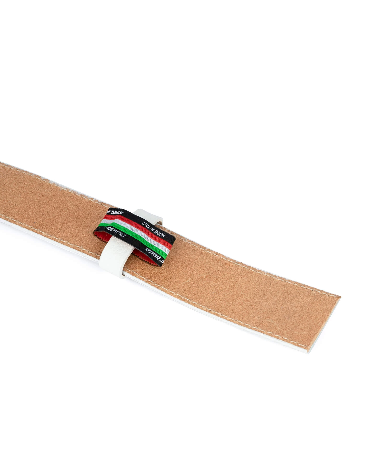 White Leather Ratchet Belt Strap 35 Mm 4 White Leather Ratchet Belt Strap 35 Mm - Image 2