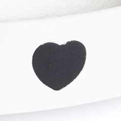 White Leather Belt With Black Hearts