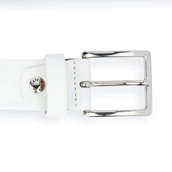 White Leather Belt With Red Hearts