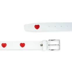 White Leather Belt With Red Hearts 13 White Leather Belt With Red Hearts -Belt Shop white leather belt with red hearts 4
