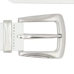 White Leather Casual Mens Belt With Stylish Buckle
