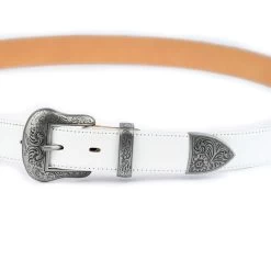 White Western Belt Double Buckle | Womens 3.0 Cm