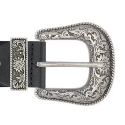 Wide Western Belt – Genuine Leather With Silver Buckle